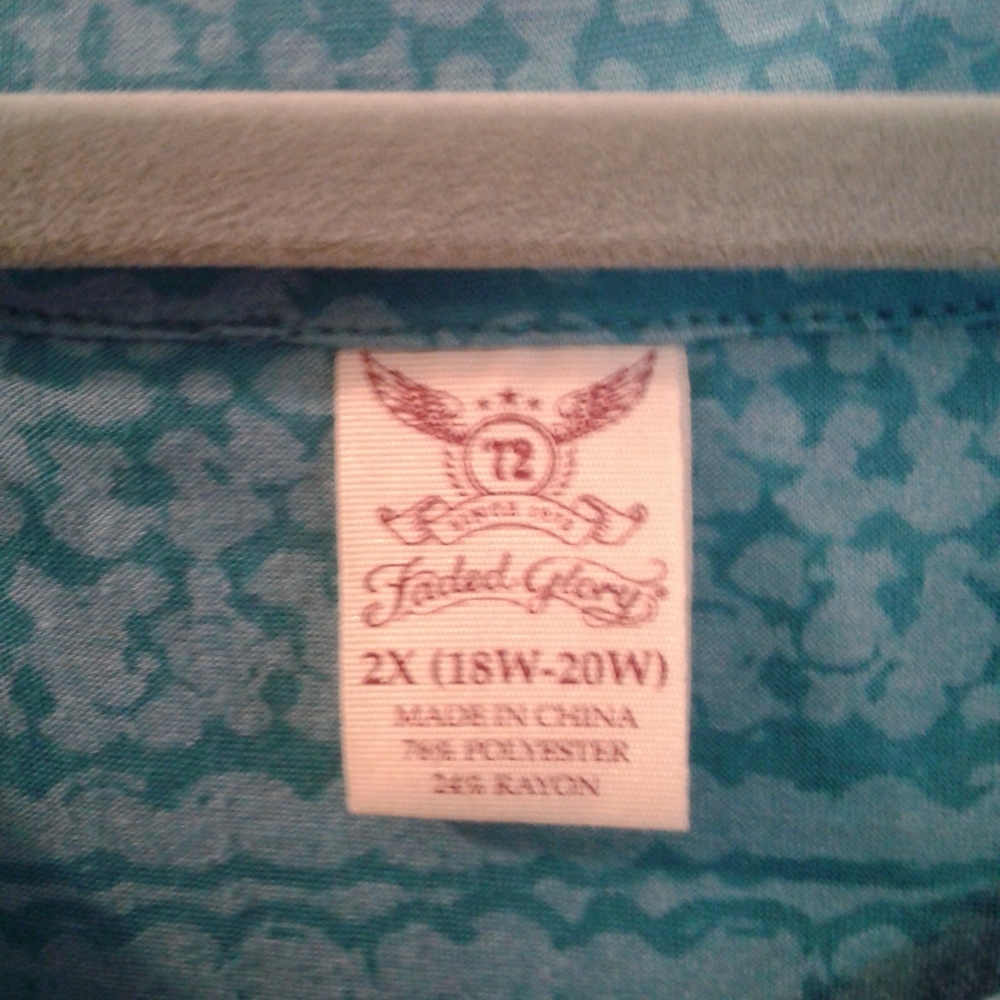 Faded Glory Ruffled Tank Top, Turquoise - Picture 4 of 5